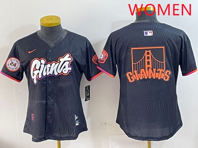 Women San Francisco Giants Blank Black Second generation Joint Name 2025 Nike MLB Jersey style 6->women mlb jersey->Women Jersey